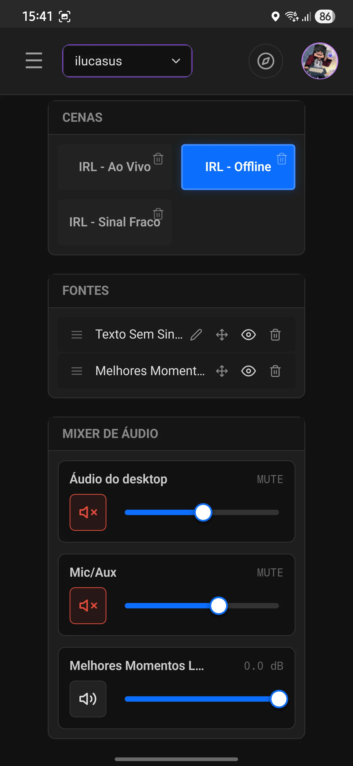 Controles no celular